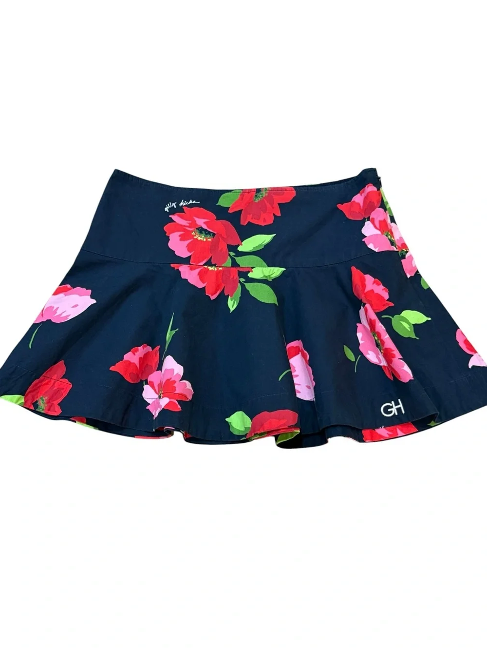 Gilly Hicks Sydney Floral Flare Mini Skirt Size 2 Navy Blue NWT